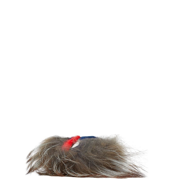 フェンディ ポンポンチャーム モンスター バッグチャーム キーホルダー グレー マルチカラー ファー レザー レディース FENDI 【中古】