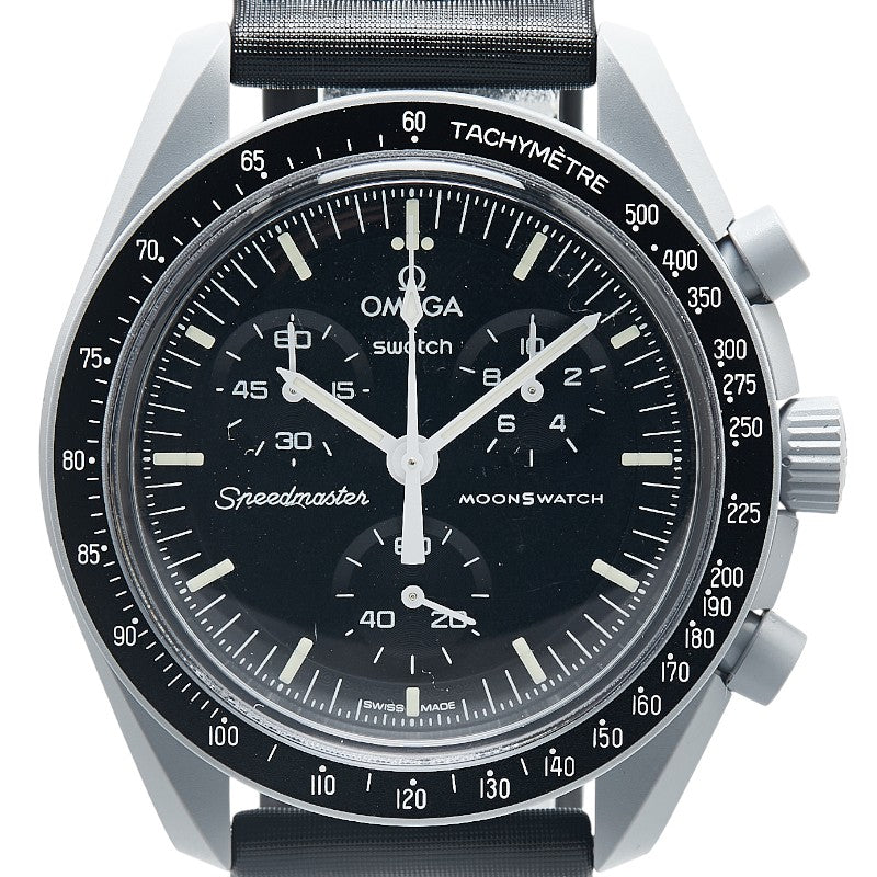 オメガ × Swatch スウォッチ スピードマスター ムーンスウォッチ ミッショントゥ マーキュリー 腕時計 SO33A100 クオーツ ブラック文字盤 ナイロン バイオセラミック メンズ OMEGA 【中古】