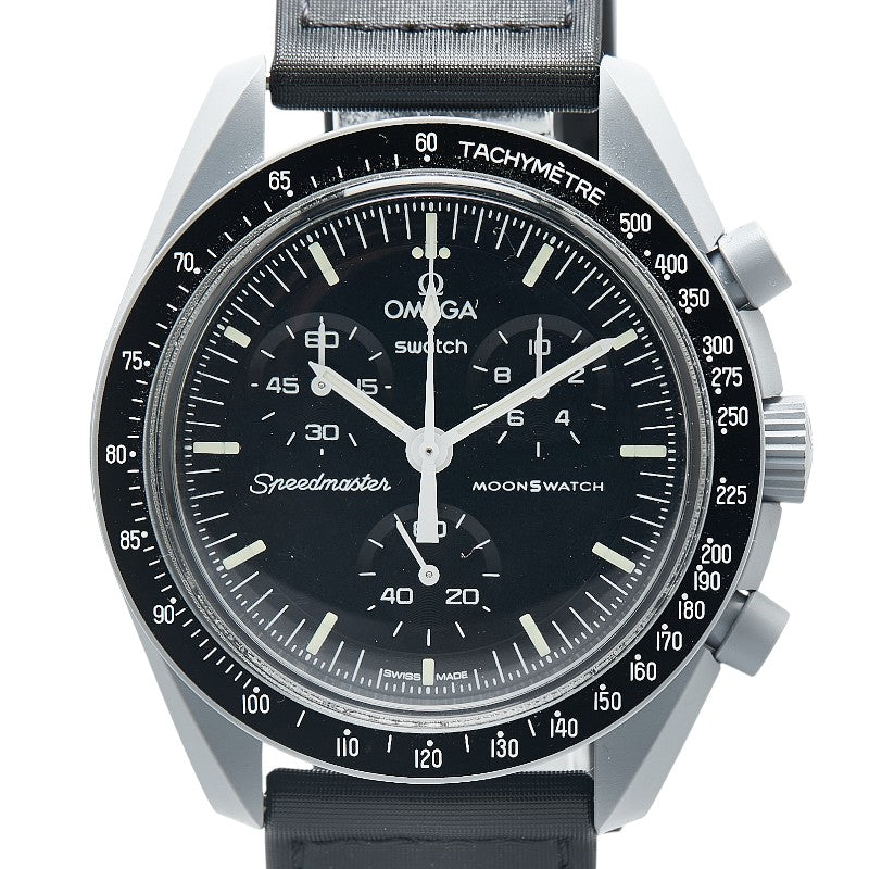 オメガ × Swatch スウォッチ スピードマスター ミッション トゥ ムーン 腕時計 SO33A100 クオーツ ブラック文字盤 ナイロン バイオセラミック メンズ OMEGA 【中古】