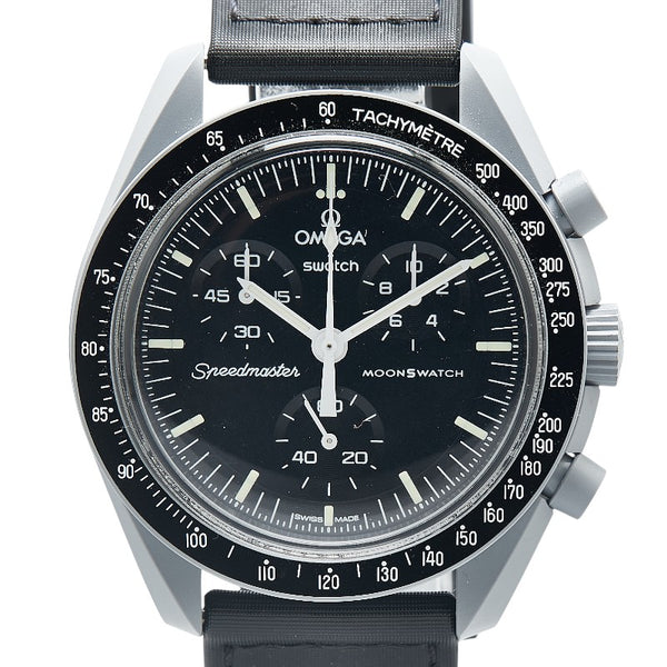 オメガ × Swatch スウォッチ スピードマスター ミッション トゥ ムーン 腕時計 SO33A100 クオーツ ブラック文字盤 ナイロン バイオセラミック メンズ OMEGA 【中古】