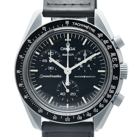 オメガ × Swatch スウォッチ スピードマスター ミッション トゥ ムーン 腕時計 SO33A100 クオーツ ブラック文字盤 ナイロン バイオセラミック メンズ OMEGA 【中古】
