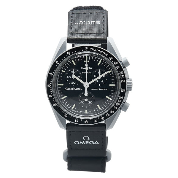 オメガ × Swatch スウォッチ スピードマスター ミッション トゥ ムーン 腕時計 SO33A100 クオーツ ブラック文字盤 ナイロン バイオセラミック メンズ OMEGA 【中古】