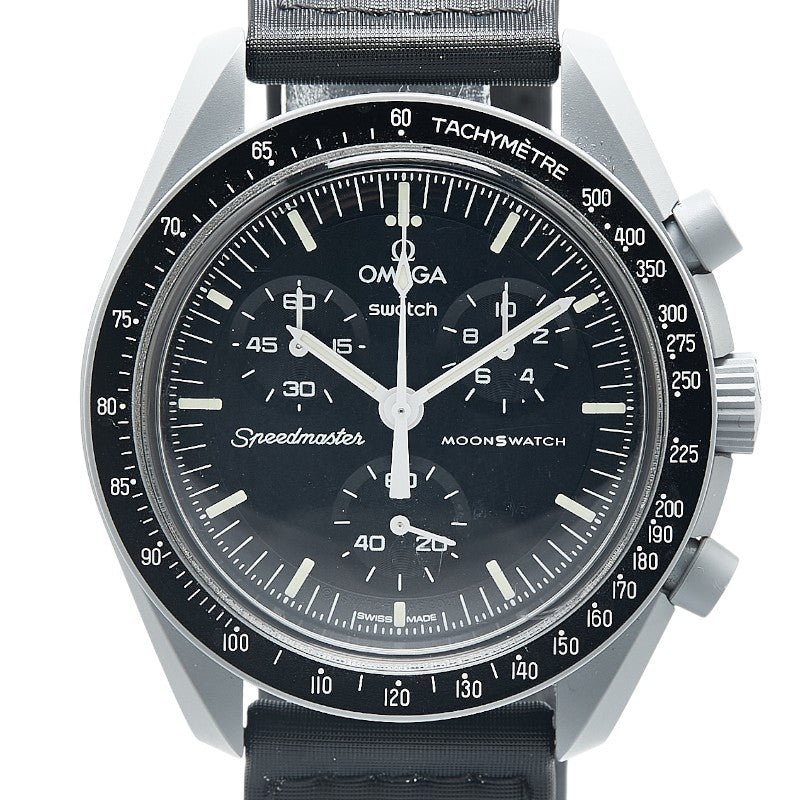 オメガ × Swatch スウォッチ スピードマスター ムーンスウォッチ ミッション トゥ ザ ムーン 腕時計 SO33M100 クオーツ ブラック文字盤 ナイロン バイオセラミック メンズ OMEGA 【中古】