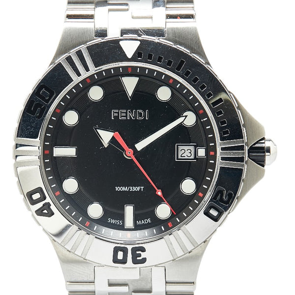 フェンディ ノーティコ 腕時計 F108100101 クオーツ ブラック文字盤 ステンレススチール メンズ FENDI 【中古】
