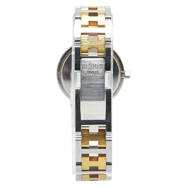 エルメス クリッパー 腕時計 CL4.220 クオーツ ホワイト文字盤 ステンレススチール メッキ レディース HERMES 【中古】