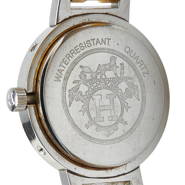 エルメス クリッパー 腕時計 CL4.220 クオーツ ホワイト文字盤 ステンレススチール メッキ レディース HERMES 【中古】