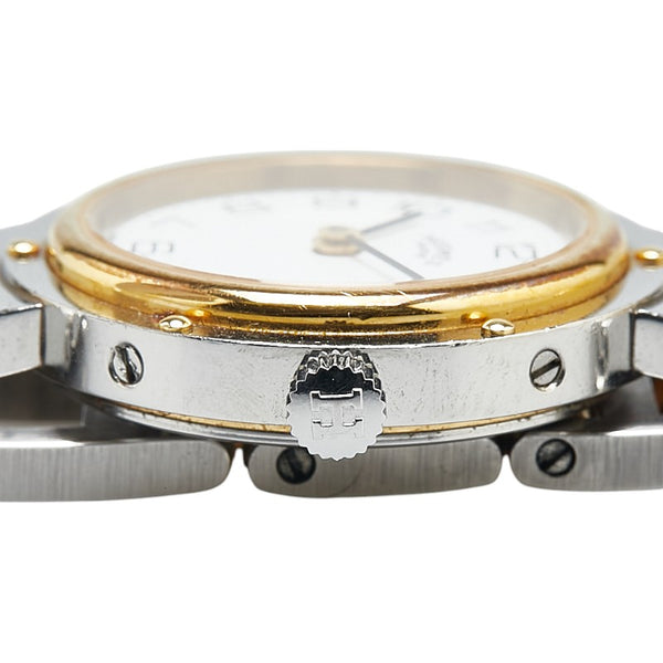 エルメス クリッパー 腕時計 CL4.220 クオーツ ホワイト文字盤 ステンレススチール メッキ レディース HERMES 【中古】