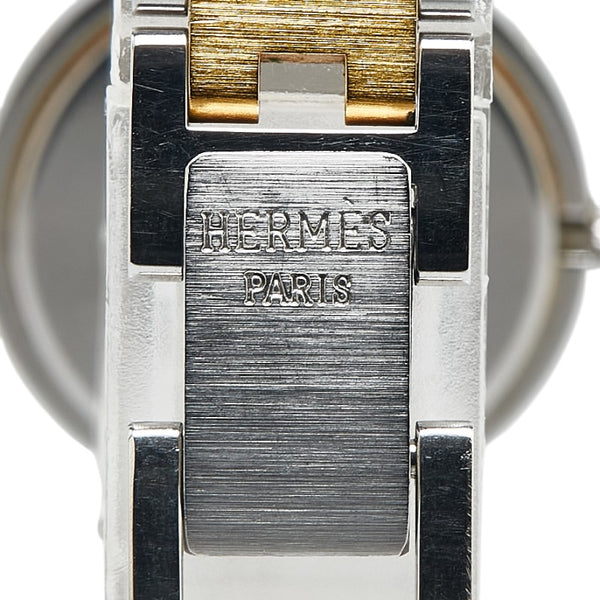 エルメス クリッパー 腕時計 CL4.220 クオーツ ホワイト文字盤 ステンレススチール メッキ レディース HERMES 【中古】