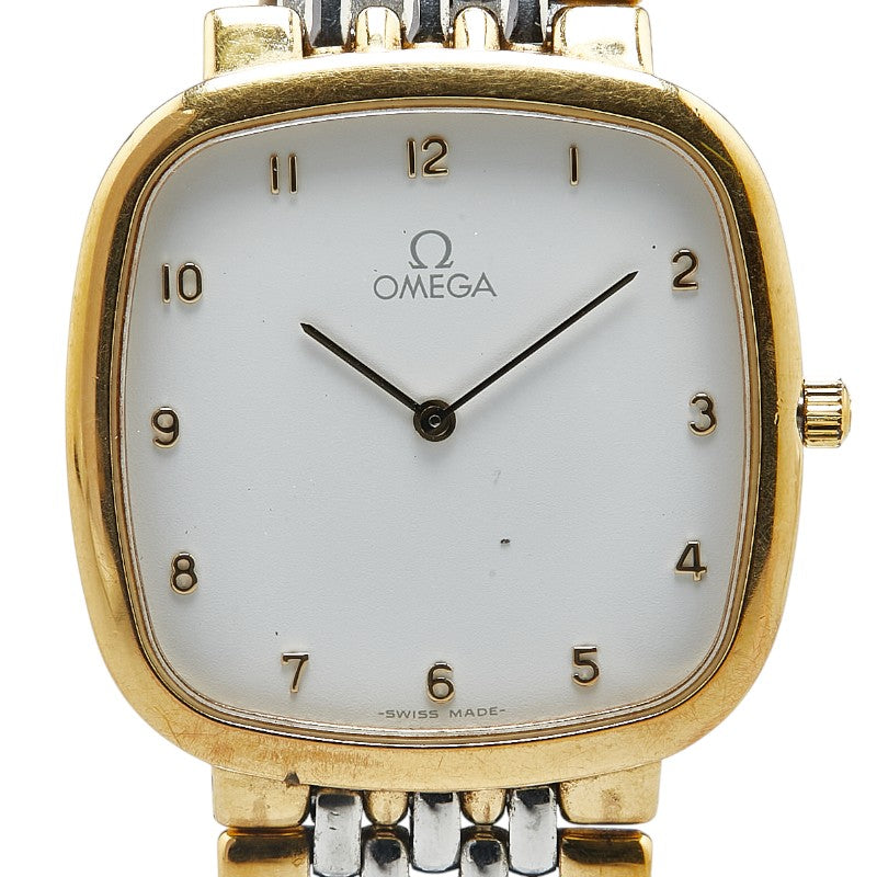 オメガ デビル 腕時計 クオーツ ホワイト文字盤 ステンレススチール メッキ メンズ OMEGA 【中古】