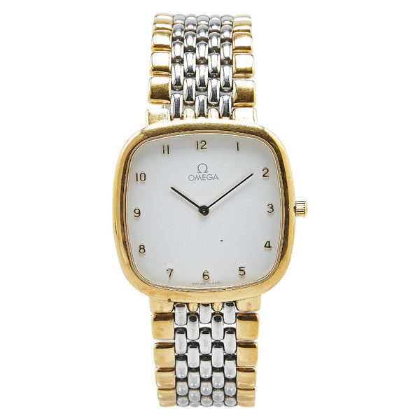 オメガ デビル 腕時計 クオーツ ホワイト文字盤 ステンレススチール メッキ メンズ OMEGA 【中古】