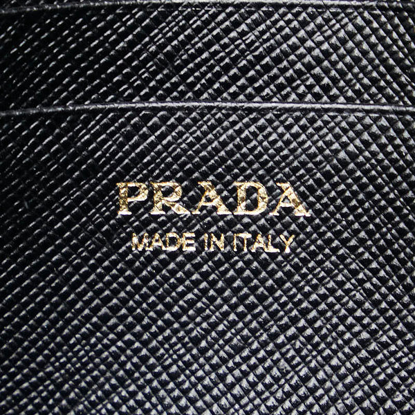 プラダ 斜め掛け チェーン ウォレット ブラック サフィアーノ レディース PRADA 【中古】