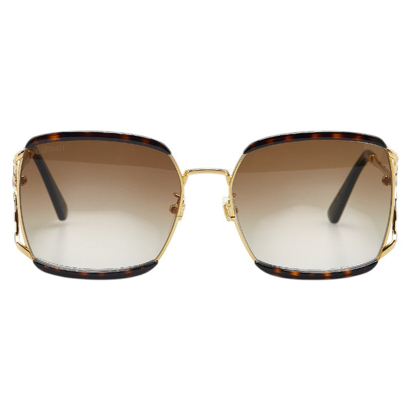 グッチ バタフライ型 サングラス GG0593SK ブラウン プラスチック メッキ メンズ GUCCI 【中古】