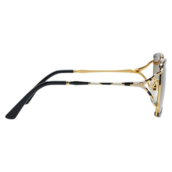 グッチ バタフライ型 サングラス GG0593SK ブラウン プラスチック メッキ メンズ GUCCI 【中古】