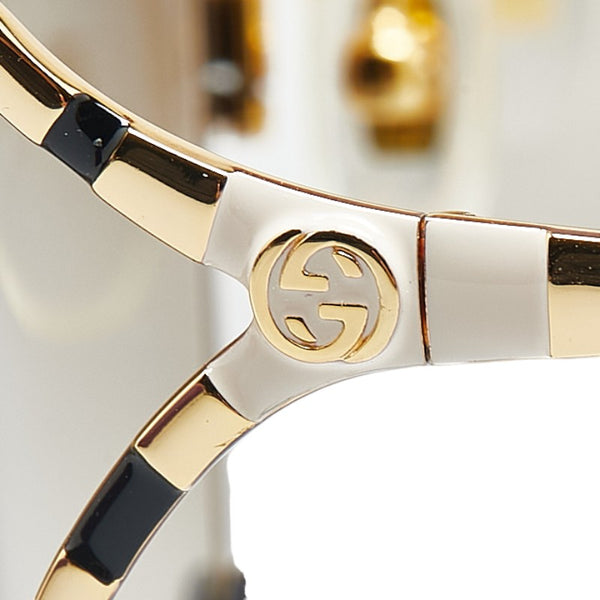 グッチ バタフライ型 サングラス GG0593SK ブラウン プラスチック メッキ メンズ GUCCI 【中古】