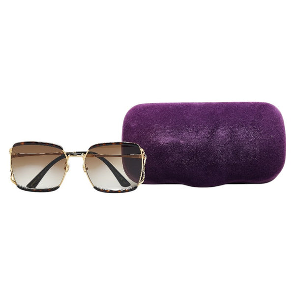 グッチ バタフライ型 サングラス GG0593SK ブラウン プラスチック メッキ メンズ GUCCI 【中古】