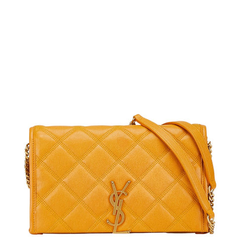 サンローランパリ カサンドラ キルティング 斜め掛け チェーン ショルダーバッグ 1D319 ブラウン キャメル レザー レディース SAINT LAURENT PARIS 【中古】