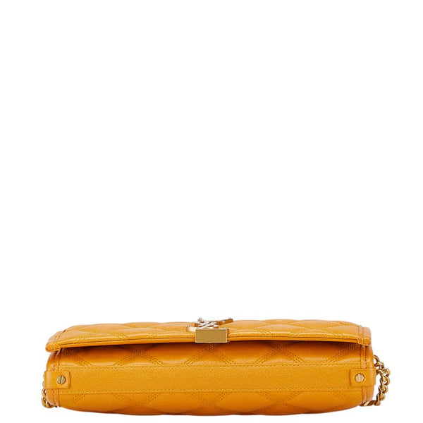 サンローランパリ カサンドラ キルティング 斜め掛け チェーン ショルダーバッグ 1D319 ブラウン キャメル レザー レディース SAINT LAURENT PARIS 【中古】