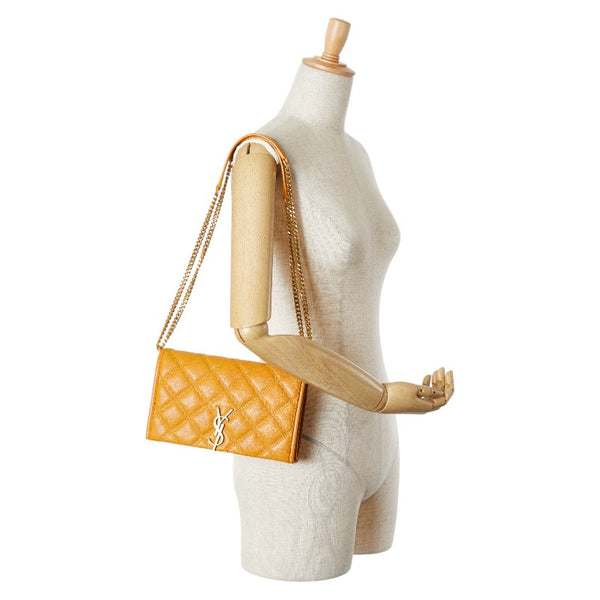 サンローランパリ カサンドラ キルティング 斜め掛け チェーン ショルダーバッグ 1D319 ブラウン キャメル レザー レディース SAINT LAURENT PARIS 【中古】
