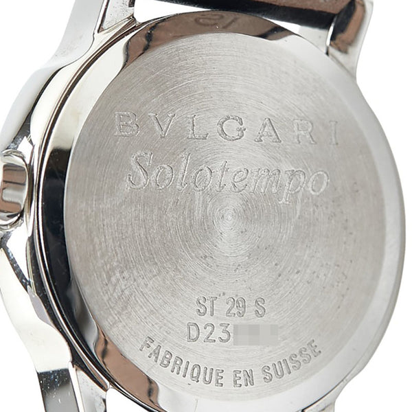 ブルガリ ソロテンポ 腕時計 ST29S クオーツ ブラック文字盤 ステンレススチール レザー レディース BVLGARI 【中古】