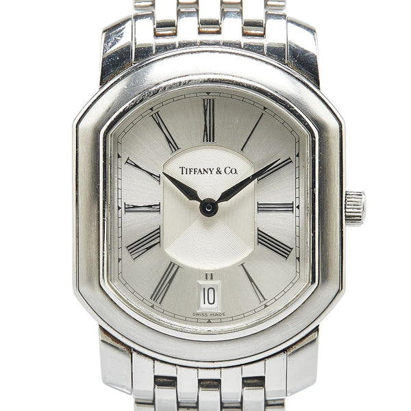 ティファニー マーククーペ 腕時計 クオーツ シルバー文字盤 ステンレススチール メンズ TIFFANY&Co. 【中古】