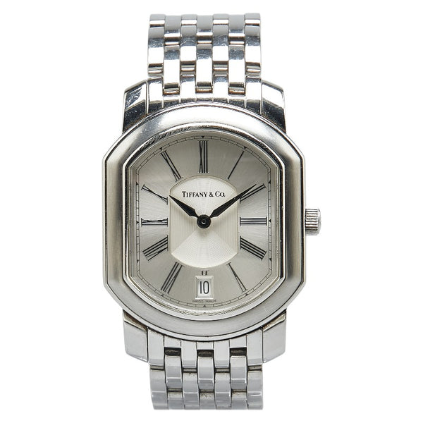ティファニー マーククーペ 腕時計 クオーツ シルバー文字盤 ステンレススチール メンズ TIFFANY&Co. 【中古】