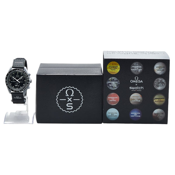 オメガ × Swatch スウォッチ スピードマスター ムーン スウォッチ ミッショントゥ マーキュリー 腕時計 SO33A100 クオーツ ブラック文字盤 ナイロン バイオセラミック メンズ OMEGA 【中古】