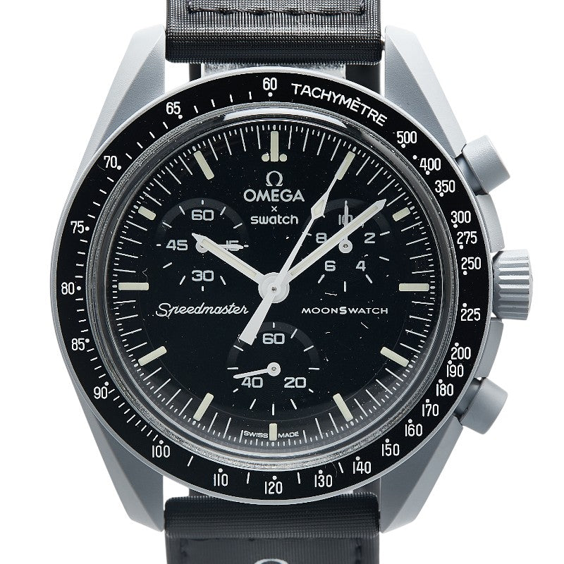 オメガ × Swatch スウォッチ スピードマスター ムーン スウォッチ ミッショントゥ マーキュリー 腕時計 SO33A100 クオーツ ブラック文字盤 ナイロン バイオセラミック メンズ OMEGA 【中古】