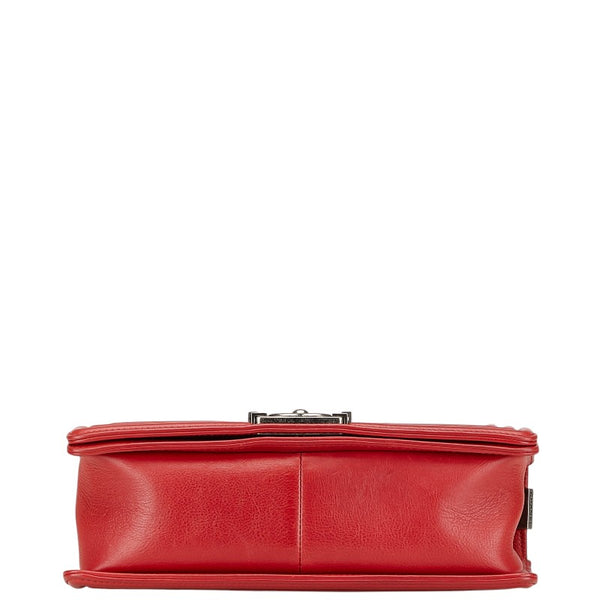 シャネル マトラッセ ボーイシャネル25 斜め掛け チェーン ショルダーバッグ レッド ラムスキン レディース CHANEL 【中古】