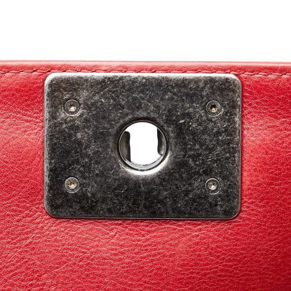 シャネル マトラッセ ボーイシャネル25 斜め掛け チェーン ショルダーバッグ レッド ラムスキン レディース CHANEL 【中古】