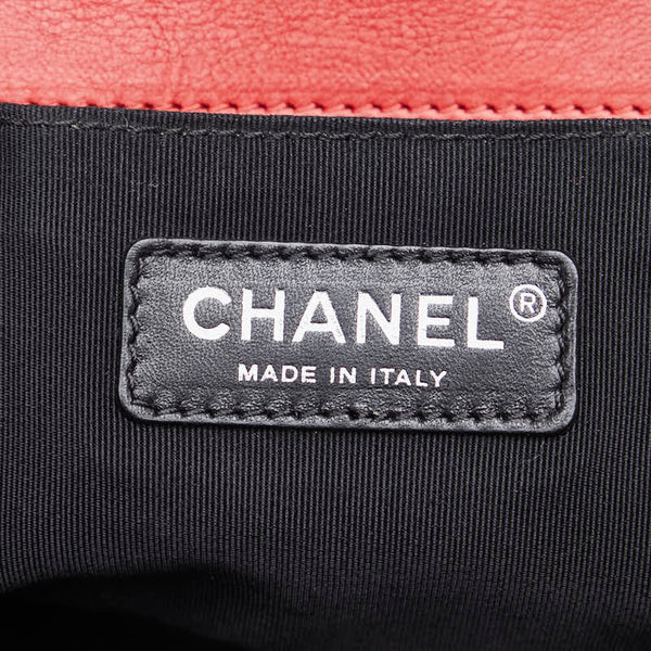 シャネル マトラッセ ボーイシャネル25 斜め掛け チェーン ショルダーバッグ レッド ラムスキン レディース CHANEL 【中古】