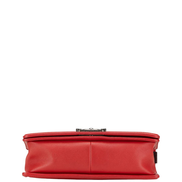 シャネル マトラッセ ボーイシャネル25 斜め掛け チェーン ショルダーバッグ レッド ラムスキン レディース CHANEL 【中古】