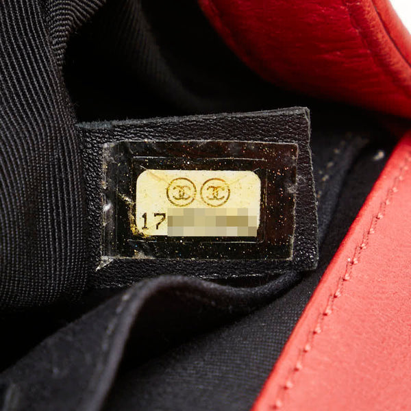 シャネル マトラッセ ボーイシャネル25 斜め掛け チェーン ショルダーバッグ レッド ラムスキン レディース CHANEL 【中古】