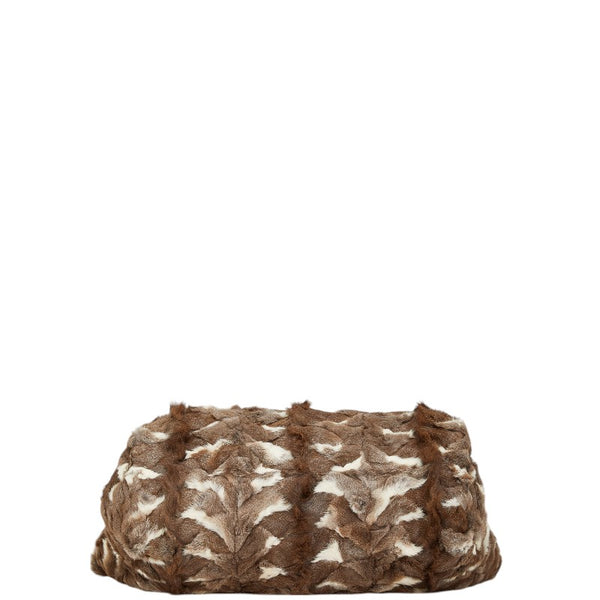 フェンディ トートバッグ ハンドバッグ ブラウン ホワイト ファー レザー レディース FENDI 【中古】