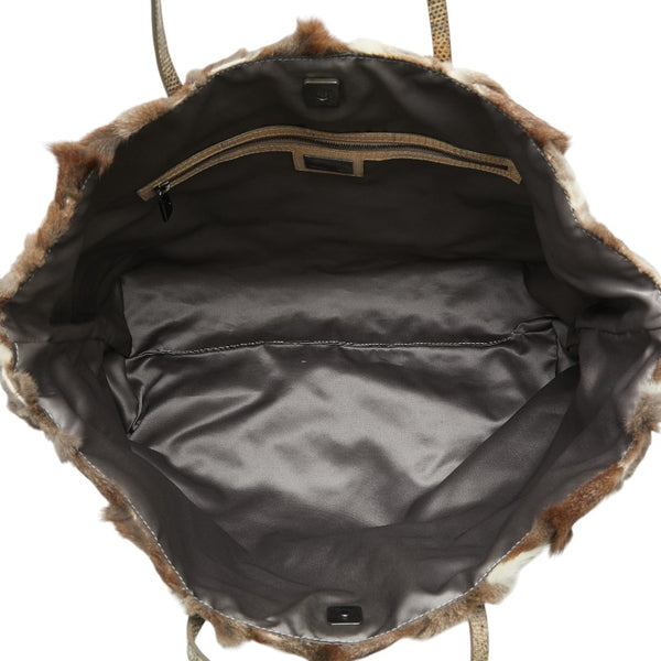 フェンディ トートバッグ ハンドバッグ ブラウン ホワイト ファー レザー レディース FENDI 【中古】
