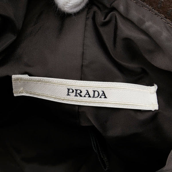 プラダ ハット サイズ：M ブラウン レザー ナイロン レディース PRADA 【中古】
