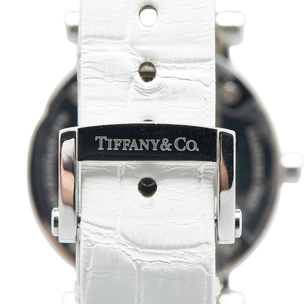ティファニー アトラス 腕時計 Z1300.11.11 クオーツ ホワイト文字盤 ステンレススチール レザー レディース TIFFANY&Co. 【中古】