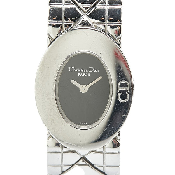 ディオール レディーディオール 腕時計 D90-100 クオーツ ブラック文字盤 ステンレススチール レディース Dior 【中古】