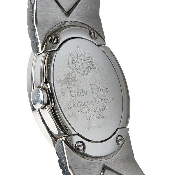 ディオール レディーディオール 腕時計 D90-100 クオーツ ブラック文字盤 ステンレススチール レディース Dior 【中古】