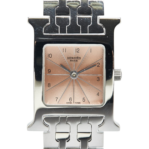 エルメス Hウォッチ 腕時計 HH1.210 クオーツ ピンク文字盤 ステンレススチール レディース HERMES 【中古】