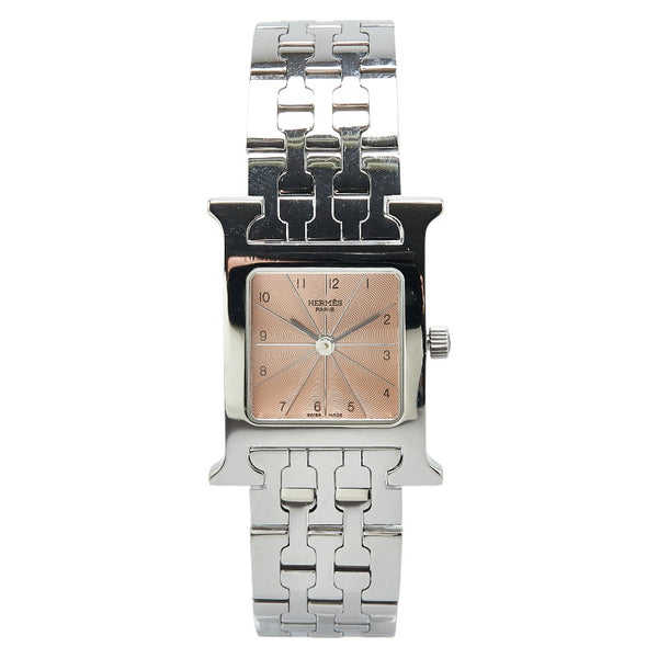エルメス Hウォッチ 腕時計 HH1.210 クオーツ ピンク文字盤 ステンレススチール レディース HERMES 【中古】