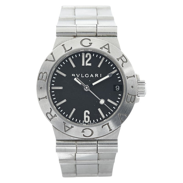 ブルガリ ディアゴノスポーツ 腕時計 LCV29S クオーツ ブラック文字盤 ステンレススチール メンズ BVLGARI 【中古】