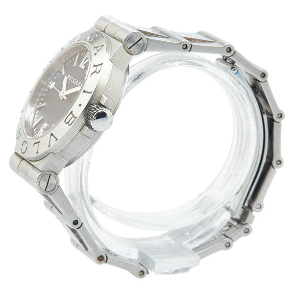 ブルガリ ディアゴノスポーツ 腕時計 LCV29S クオーツ ブラック文字盤 ステンレススチール メンズ BVLGARI 【中古】