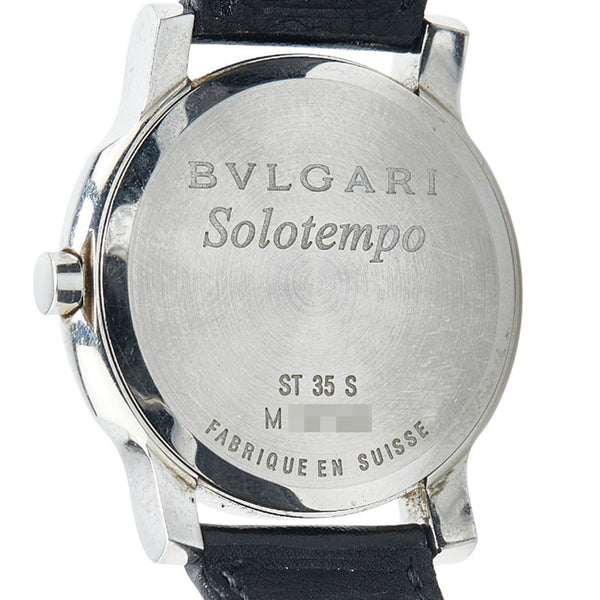 ブルガリ ソロテンポ 腕時計 ST35S クオーツ ブラック文字盤 ステンレススチール レザー メンズ BVLGARI 【中古】