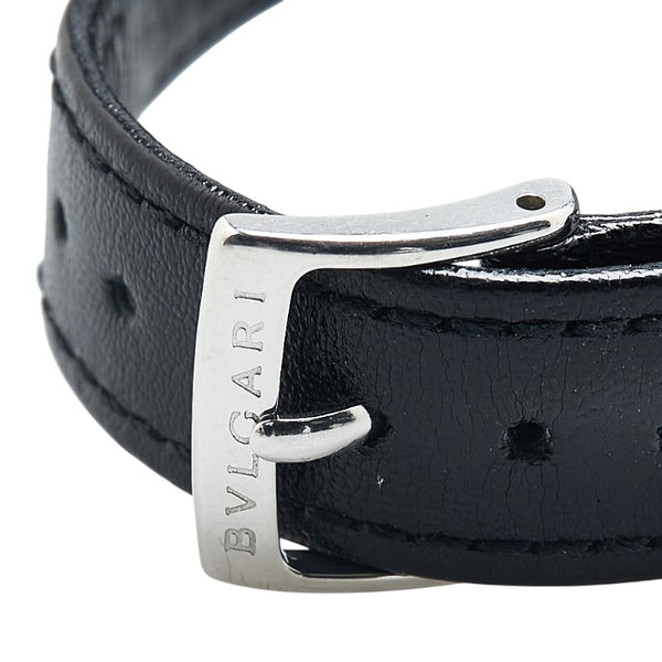 ブルガリ ソロテンポ 腕時計 ST35S クオーツ ブラック文字盤 ステンレススチール レザー メンズ BVLGARI 【中古】