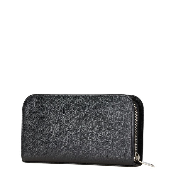 サンローラン ロゴ ラウンドファスナー長財布 ブラック レザー レディース SAINT LAURENT 【中古】