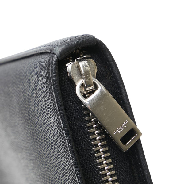 サンローラン ロゴ ラウンドファスナー長財布 ブラック レザー レディース SAINT LAURENT 【中古】