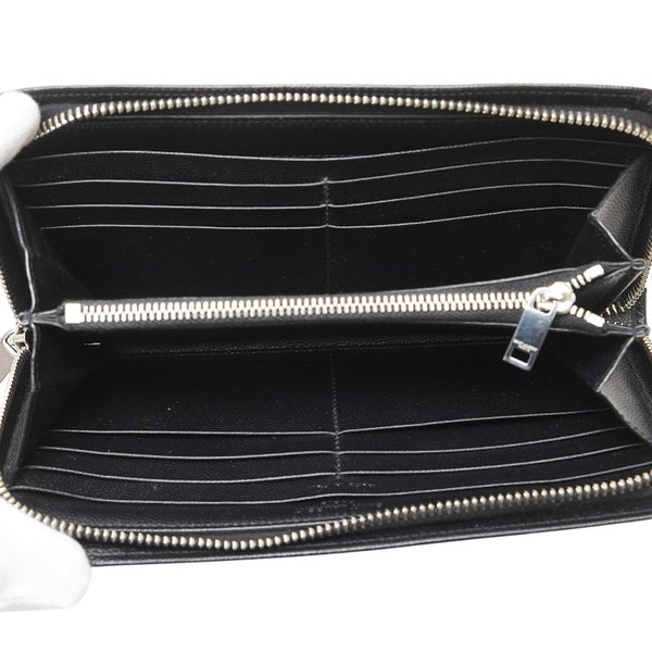 サンローラン ロゴ ラウンドファスナー長財布 ブラック レザー レディース SAINT LAURENT 【中古】