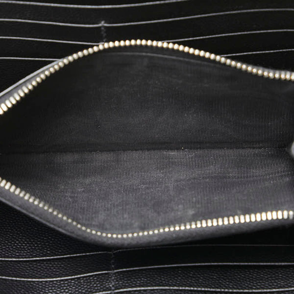 サンローラン ロゴ ラウンドファスナー長財布 ブラック レザー レディース SAINT LAURENT 【中古】