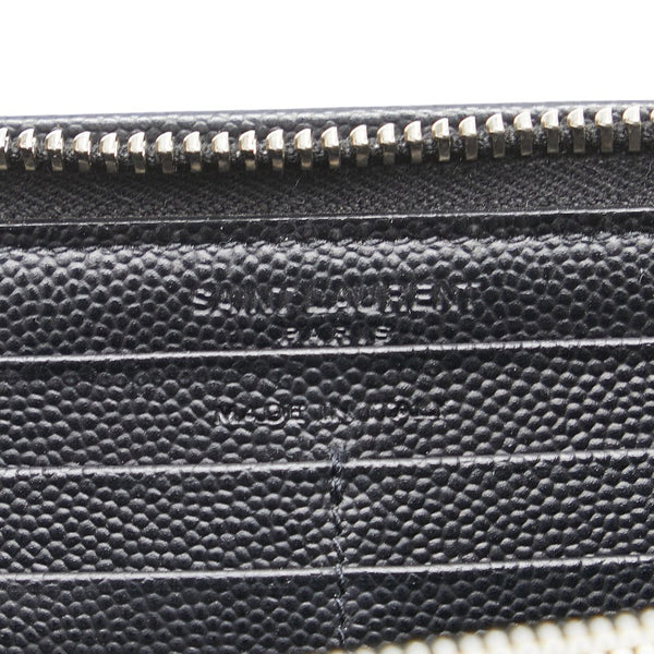 サンローラン ロゴ ラウンドファスナー長財布 ブラック レザー レディース SAINT LAURENT 【中古】
