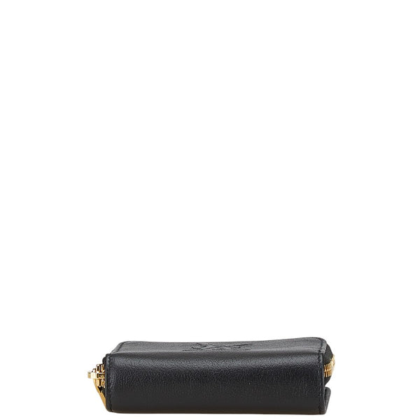 サンローラン YSLロゴ コンパクトウォレット 二つ折り財布 ブラック レザー レディース SAINT LAURENT 【中古】